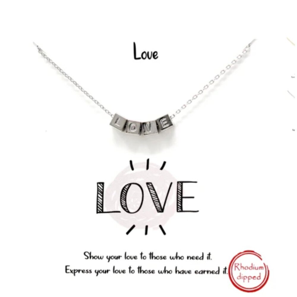 Sliding Love Letter Blocks Necklace in Silver NEW
